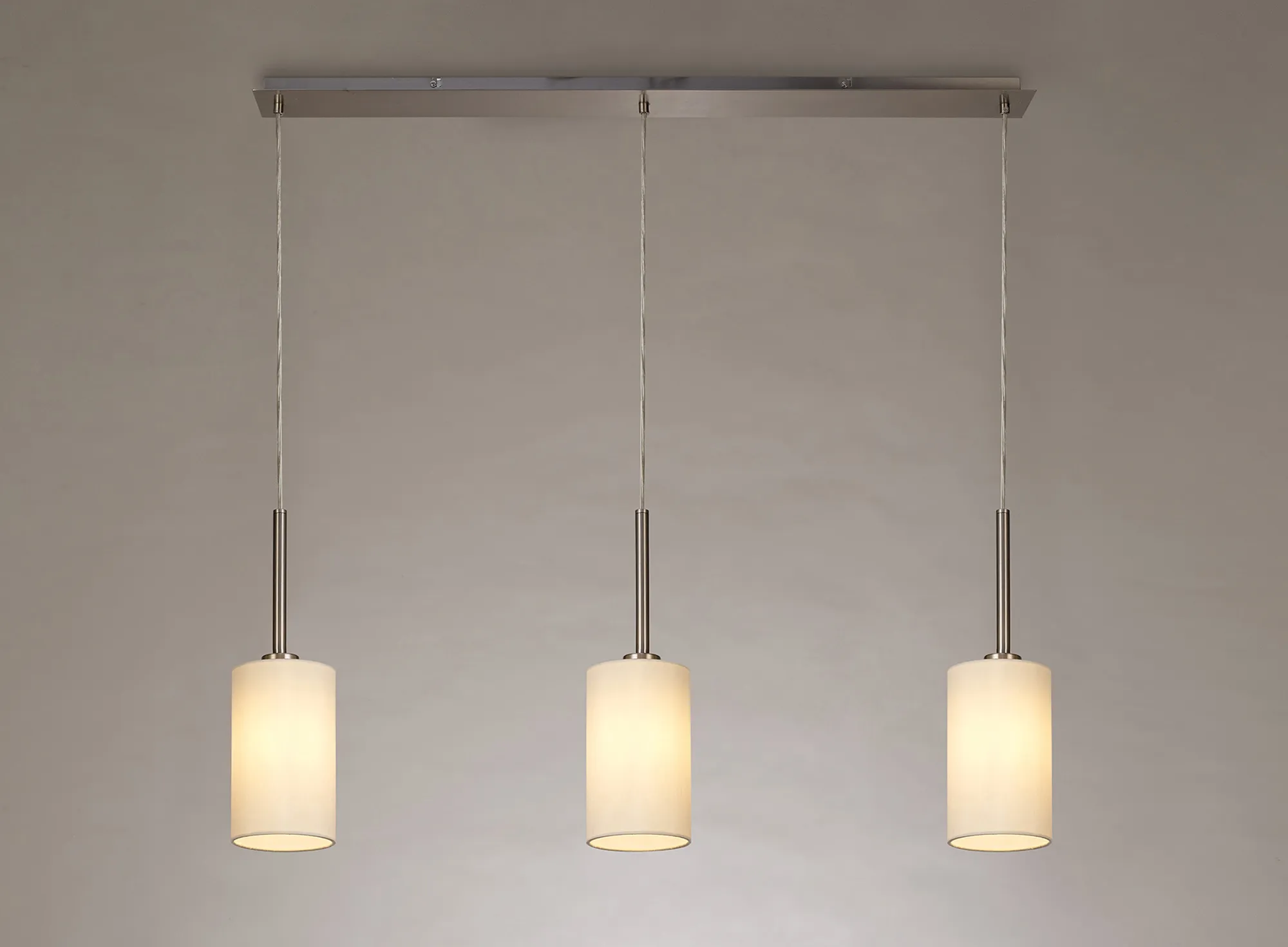 Baymont 12cm Shade 3 Light Pendant Satin Nickel; Ivory Pearl DK0776  Deco Baymont SN IV